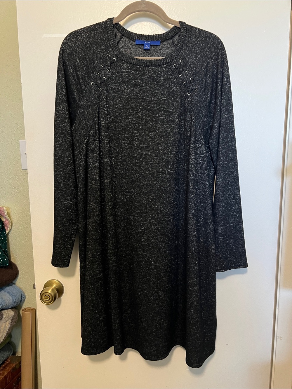 Apt. 9 Heathered Charcoal Long Sleeve Knit Dress